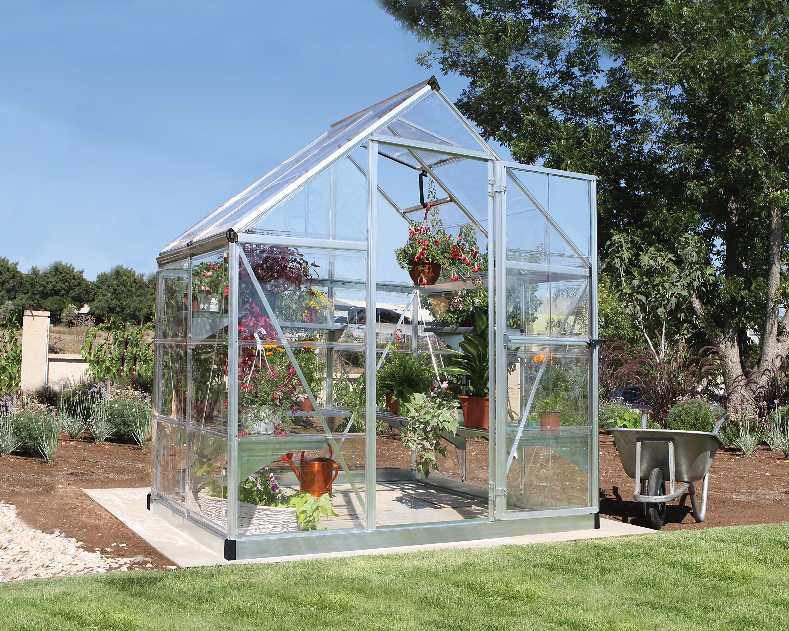 Palram Snap y and Grow - Plata Efecto Invernadero Plateado con Base, de policarbonato y Aluminio y basebase