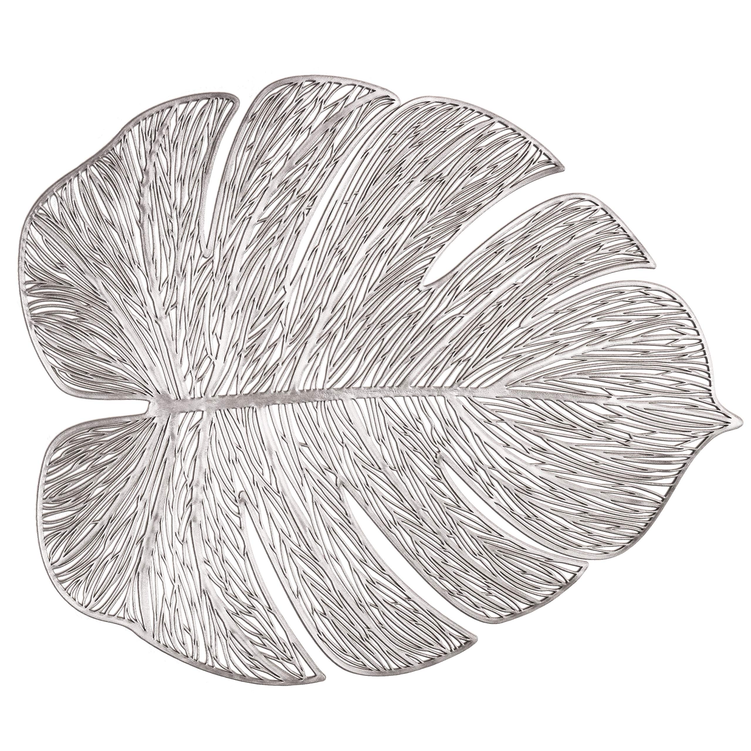 " OCCASIONS " 40 Pieces Pack Pressed Vinyl Metallic Placemats/Wedding Accent Centerpiece Placemat (Garden Silver)