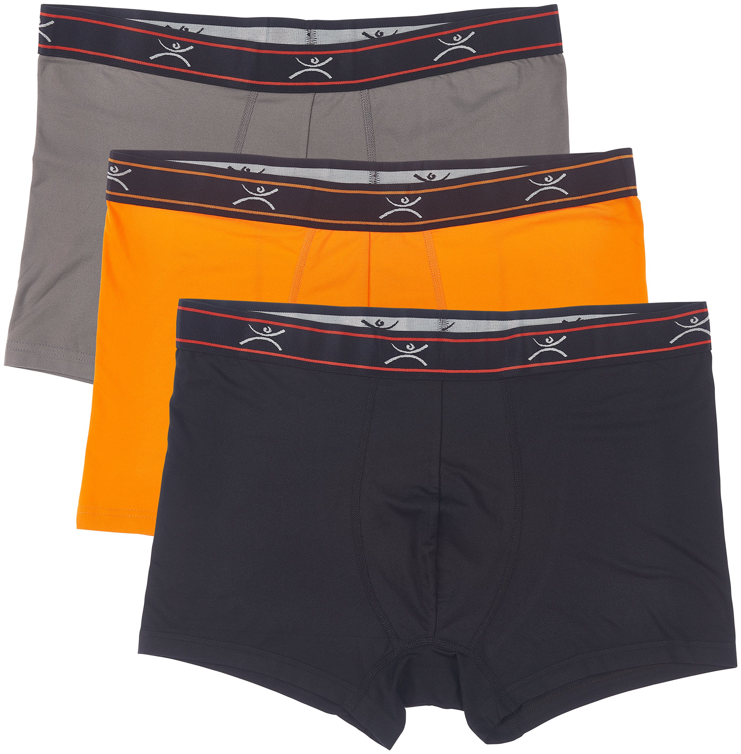 Terramar Men's Standard Silkskins 3" Trunks, Orange/Black/Dk.grey, Medium