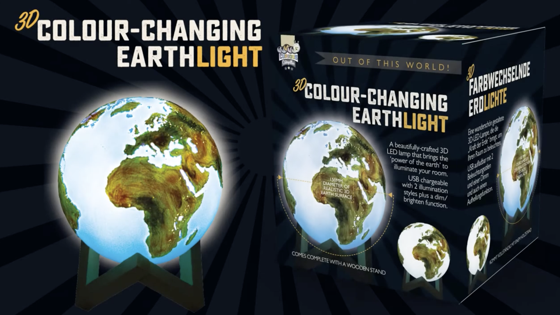 Funtime Gifts 3D Colour Changing Earth Globe Light - USB