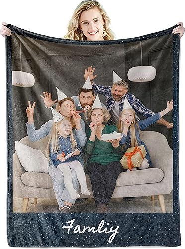 Miniatura 1 de Youltar - Manta personalizada con texto y collage de fotos, regalo de recuerdo de cumpleaños para papá, mamá, niños, perros, amigos o pareja (50 x