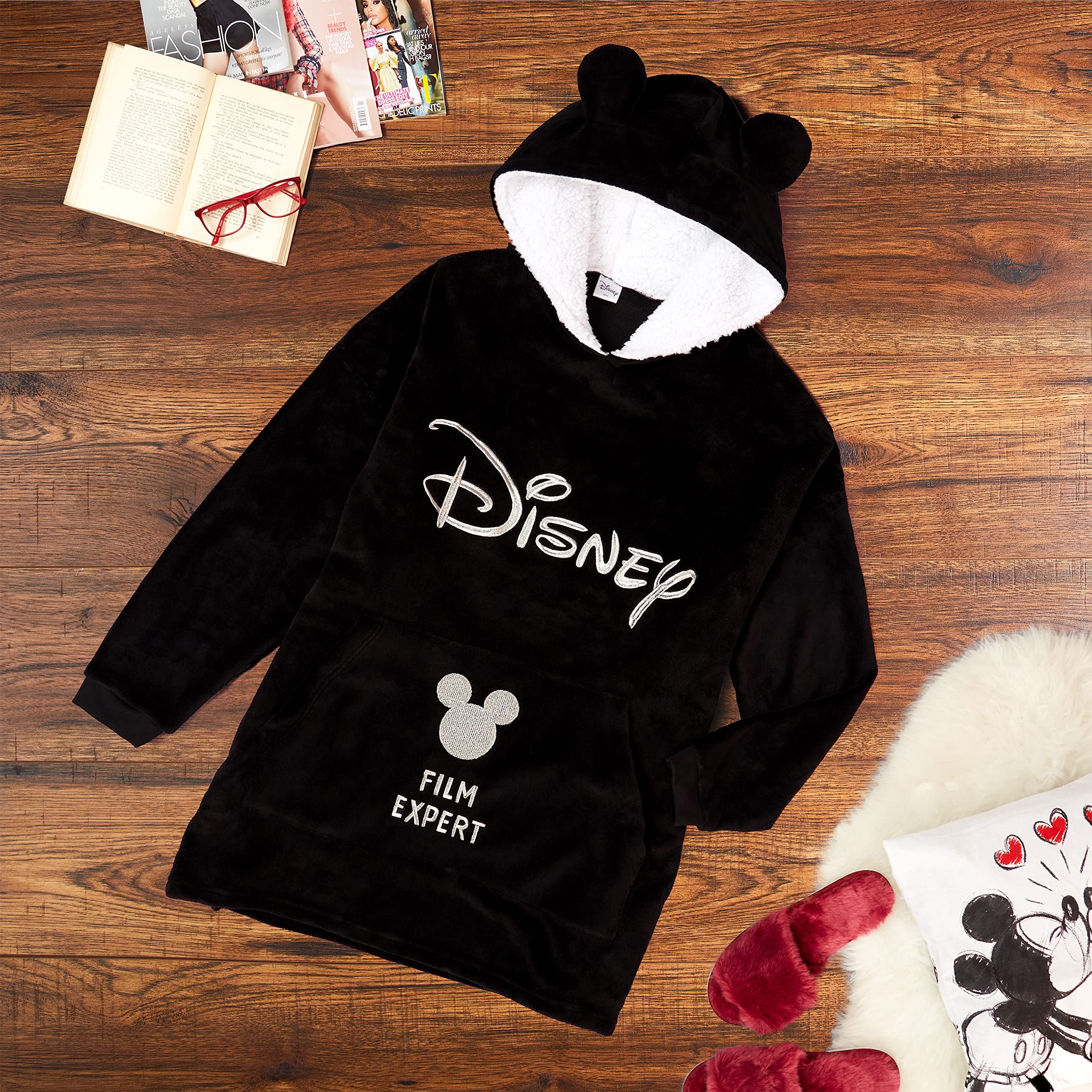 Disney Felpa Donna con Cappuccio, Oversize Blanket Hoodie Calda di Pile Minnie e Mickey