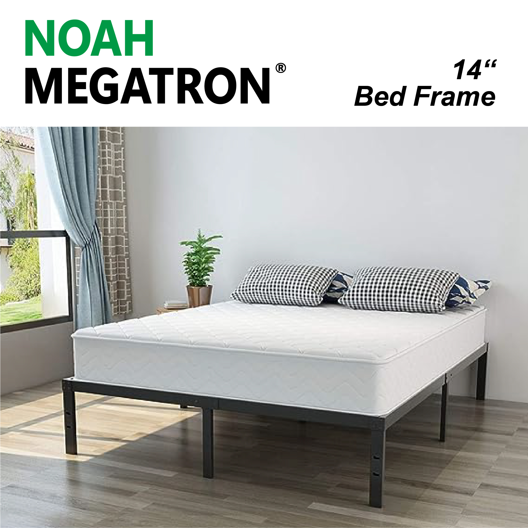 Amazon.com: NOAH MEGATRON Queen Bed Frame No Box Spring