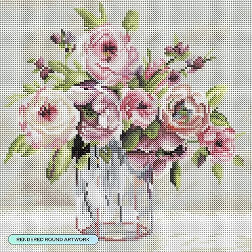Miniatura 88 de DIAMOND ART CLUB - Juego de pintura con diamantes, lienzo de Vitral de flores”, lienzo redondo 5D para principiantes, divertidas manualidades