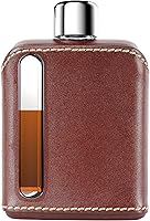 Vista 18 de Ragproper Frasco de vidrio para hombres – Frasco de bolsillo moderno para whisky y licor con tapa de corcho y revestimiento de silicona, cubierto