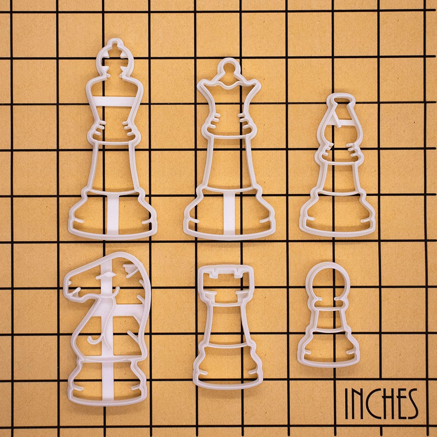 Set of 6 Chess Pieces Cookie Cutters (King, Queen, Rook, Bishop, Knight, and Pawn) - Bakerlogy