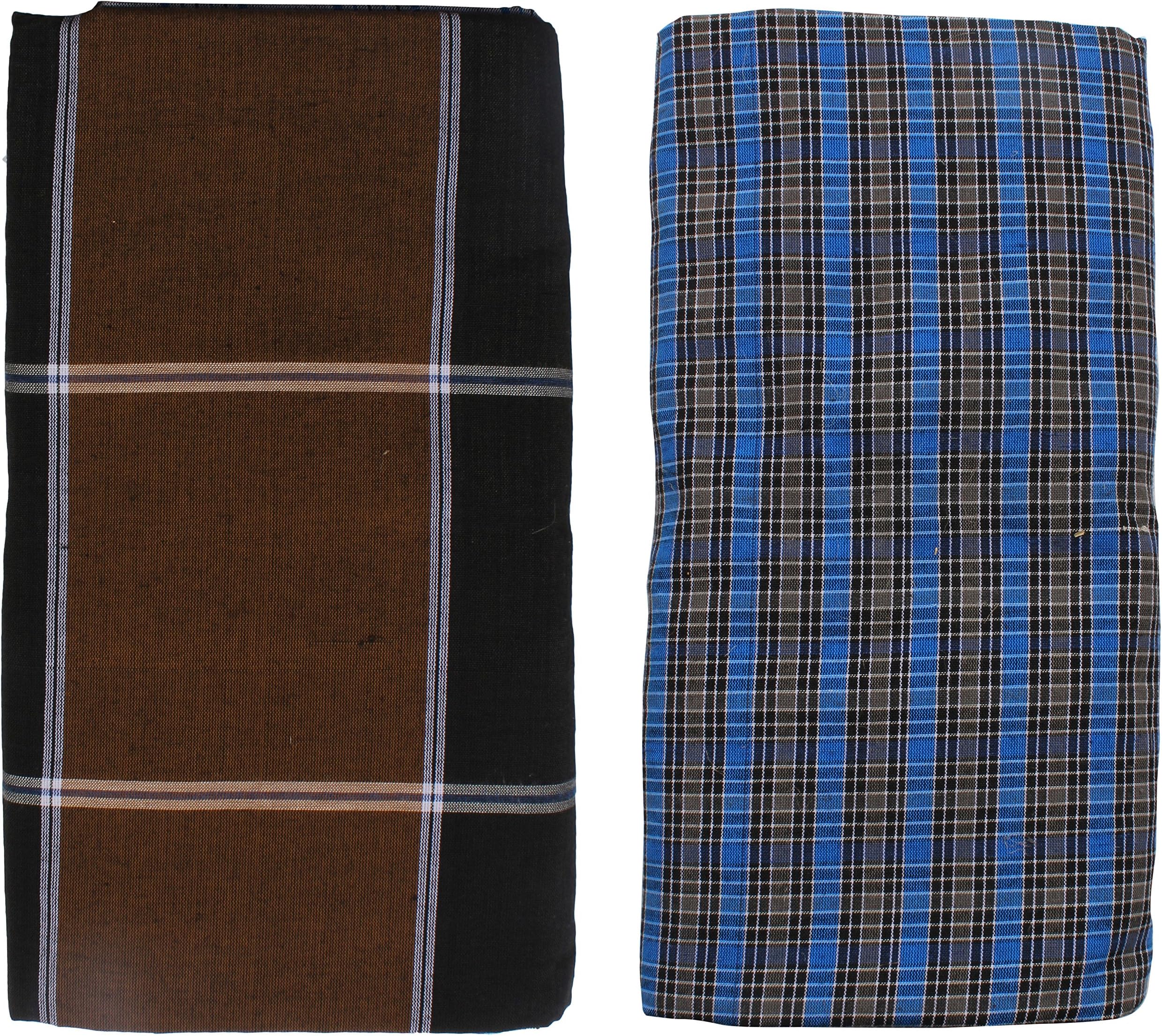 HTC Men's Cotton Lungi- Pack of 2 (Multi-Coloured)