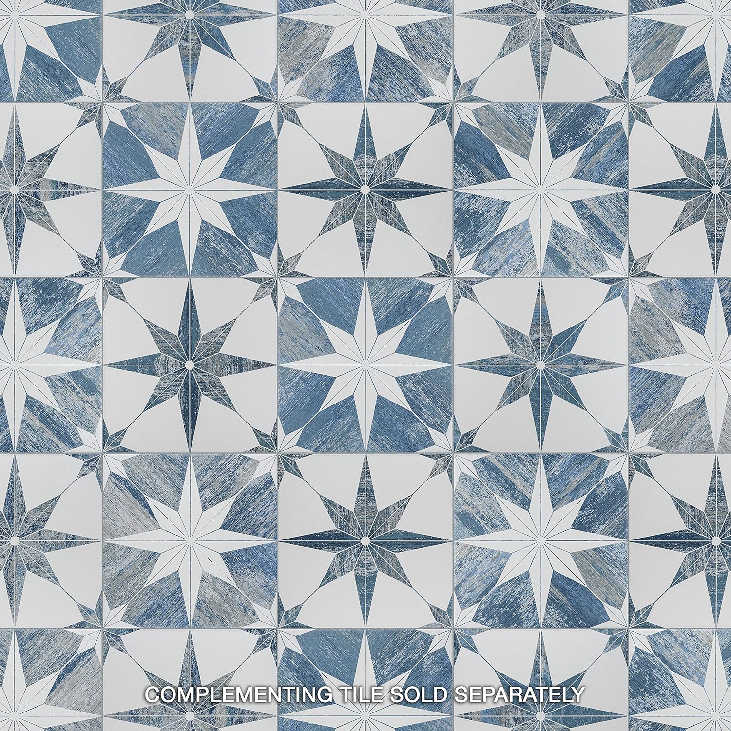 Cassis Stella Blue Porcelain Patterned Wall and Floor Tile
