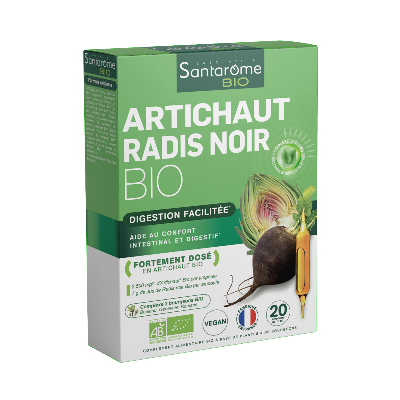 Lot De 2 Boîtes Ampoules Radis Noir Et Artichaut Bio - Digestion Et Bien-être Du Foie - Orfito - 40 Ampoules