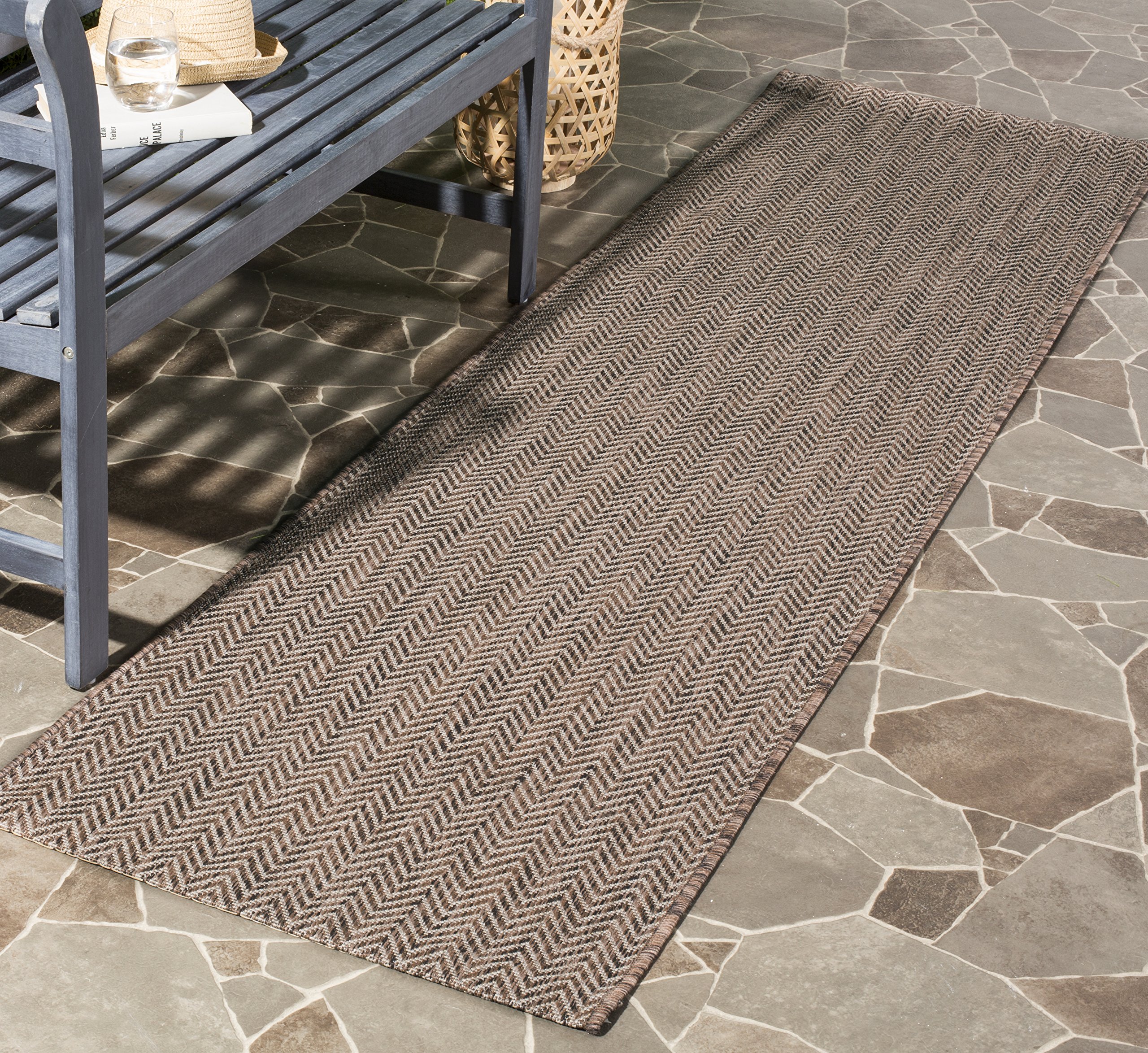SAFAVIEH Courtyard Collection 2'3" x 8' Brown / Beige CY8022 Indoor/ Outside Waterproof Easy cleansingPatio Backyard Mudroom Runner Mat