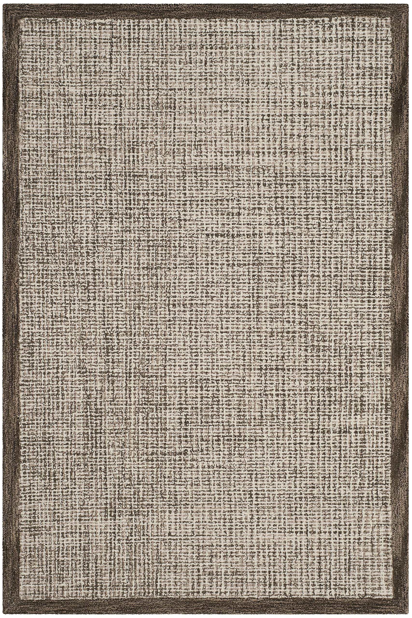 Abstract Collection - Alfombra decorativa, 3 x 5 pies, marrón y marfil, lana hecha a mano, ideal para zonas de alto tráfico en entrada, sala de estar, dormitorio (ABT220D) 2