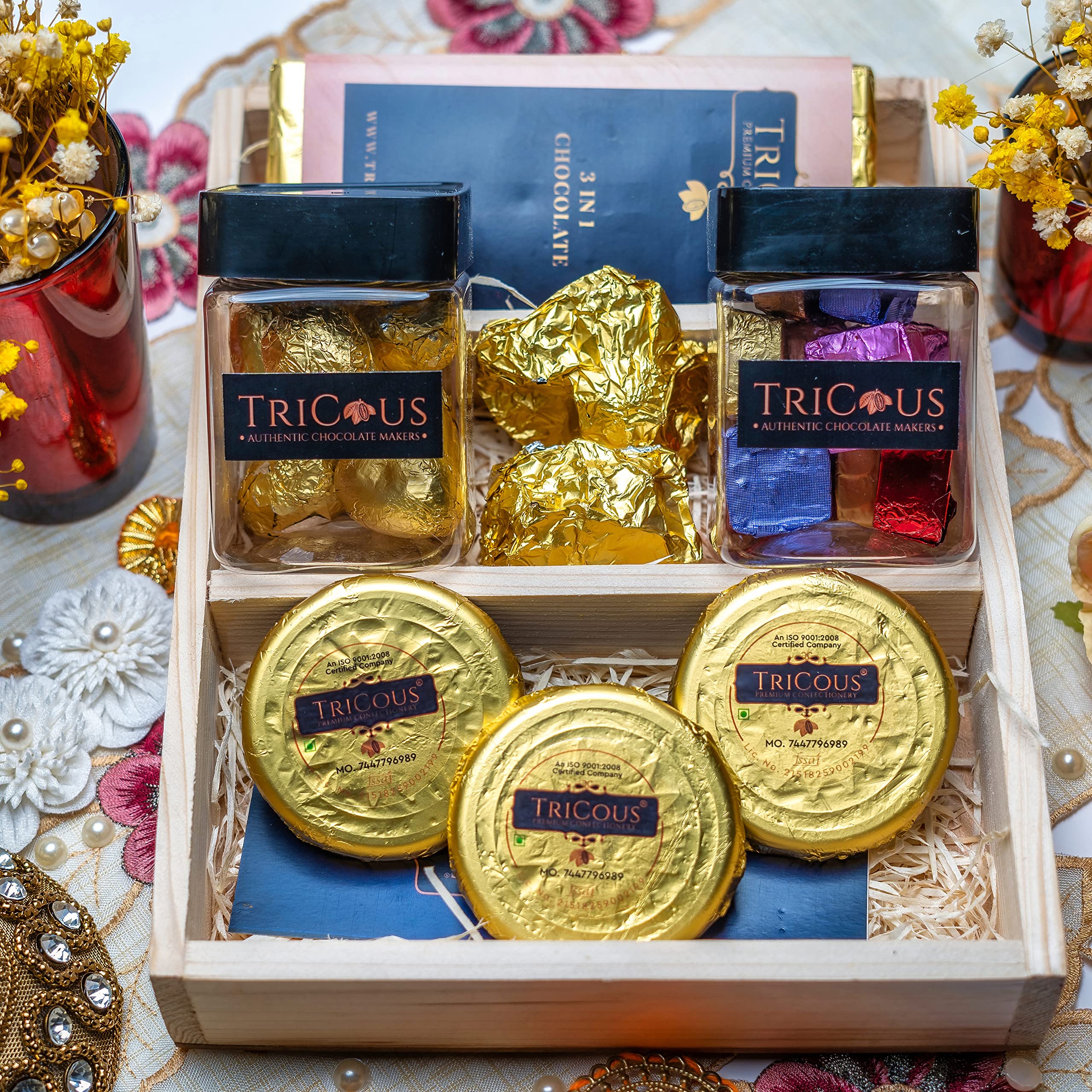 Tricous Handmade 3 in 1 Chocolate bar, 10pcs Assorted Chocolates