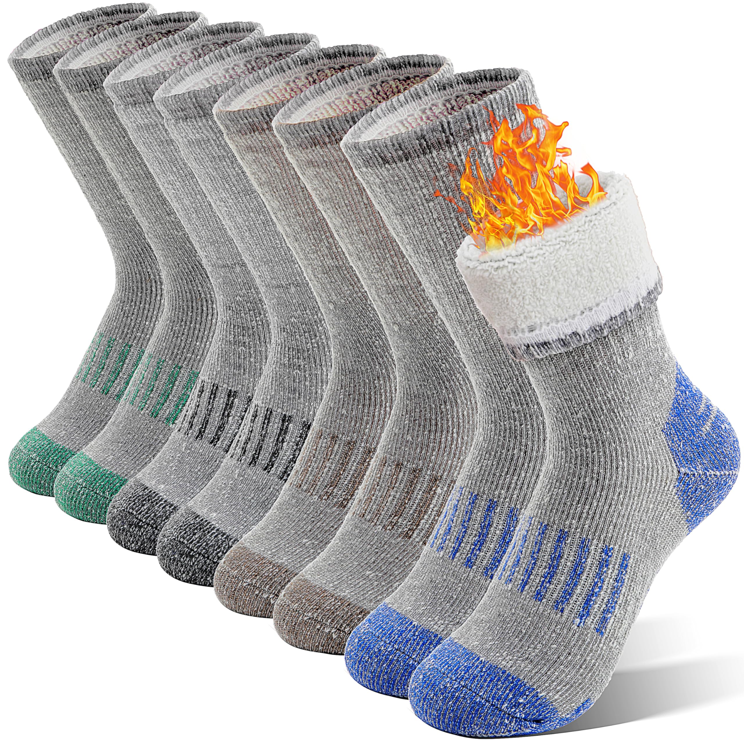 Sandsuced Kids Merino Wool Hiking Socks Boys Teen Toddlers Thermal Winter Warm Thick Cozy Cushion Socks 4 Pairs