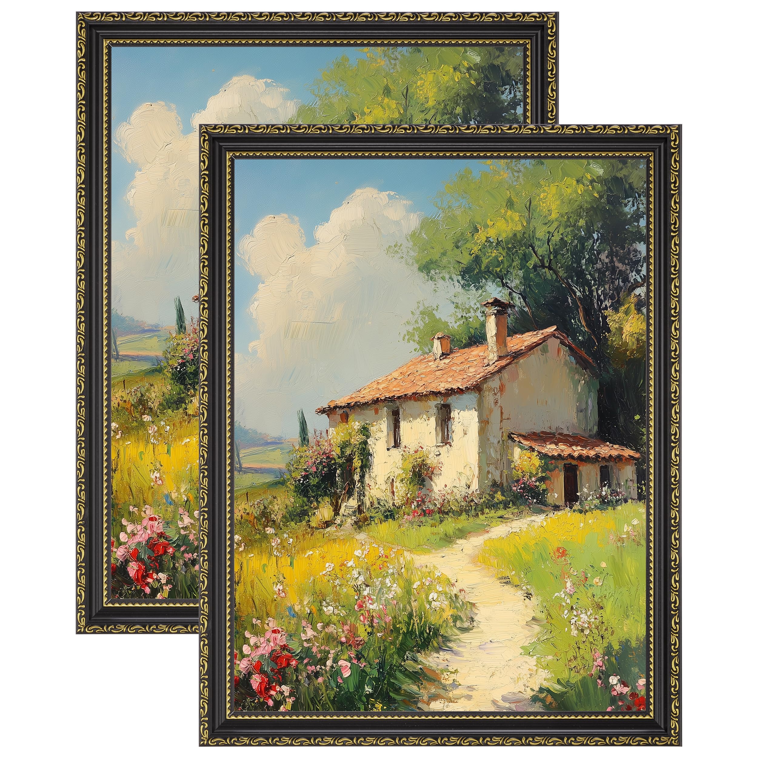 eletecpro 12x16 Vintage Picture Frames in Black Gold 2 Pack
