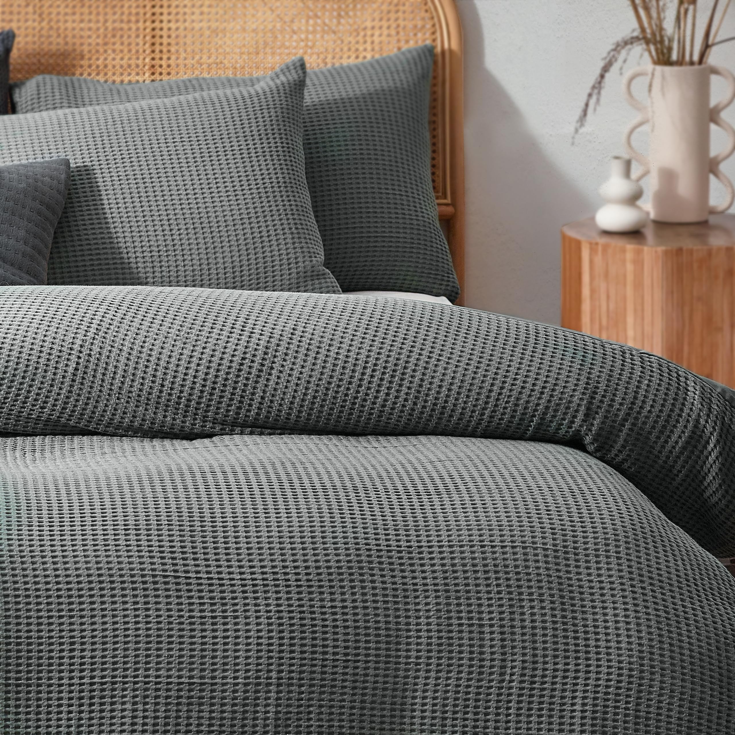 Yard Chunky Waffle 100% Cotton Duvet Cover Set - Image 2