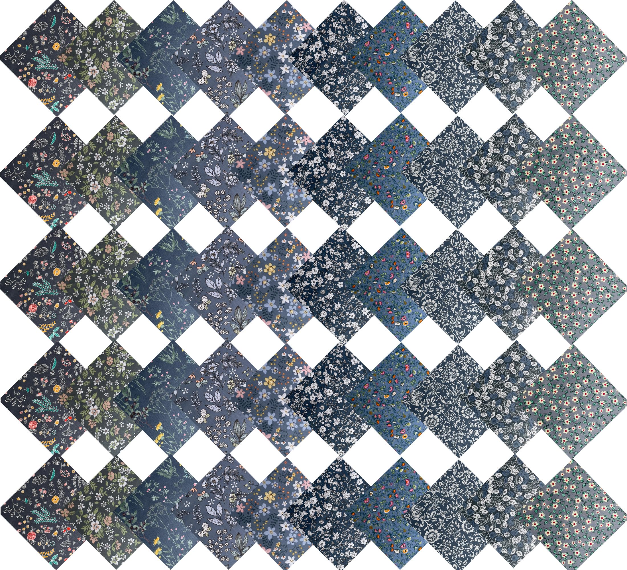 50pcs 10 x 10 inches Multicolor Cotton Fabric Bundle Squares for Quilting Sewing, Precut Fabric Squares for Craft,Grey