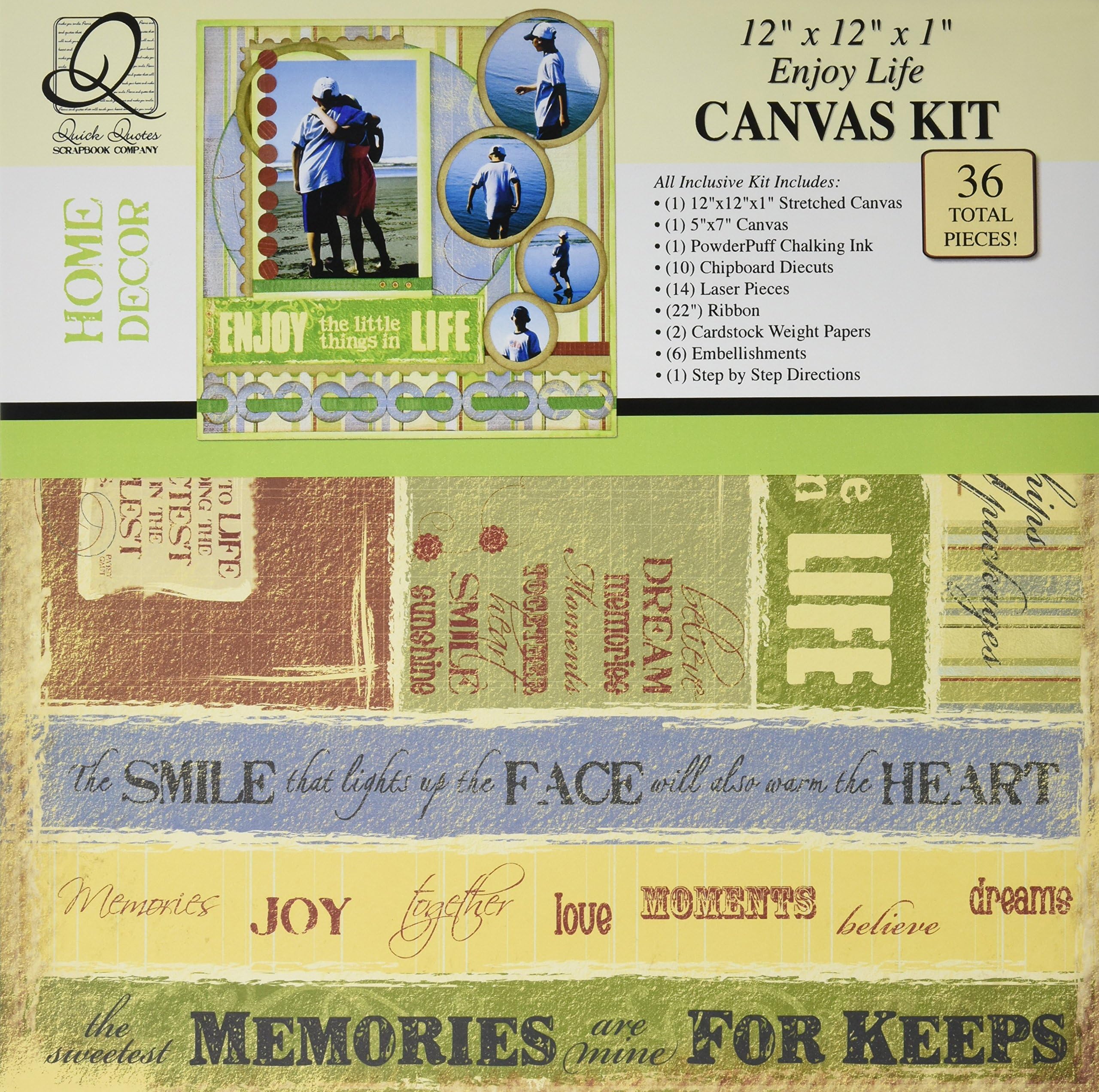 Quick Quotes Enjoy Life Canvas Wall Kit, 12-Inch by 12-Inch by 1-Inch