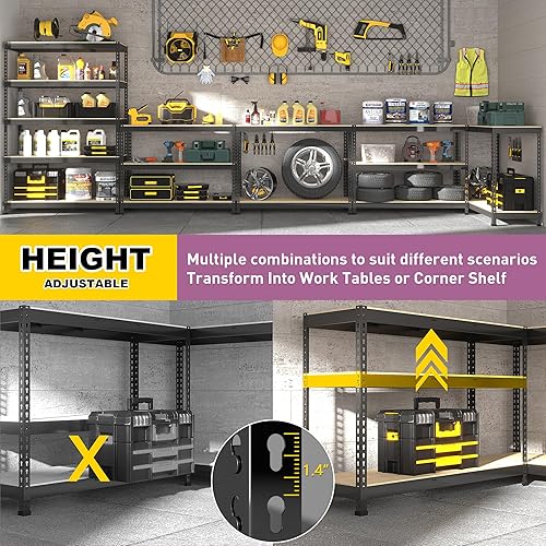 Miniatura 7 de Prilinex Estantes de almacenamiento resistentes de 48 pulgadas de ancho x 24 pulgadas de profundidad x 72 pulgadas de alto, estantería de metal