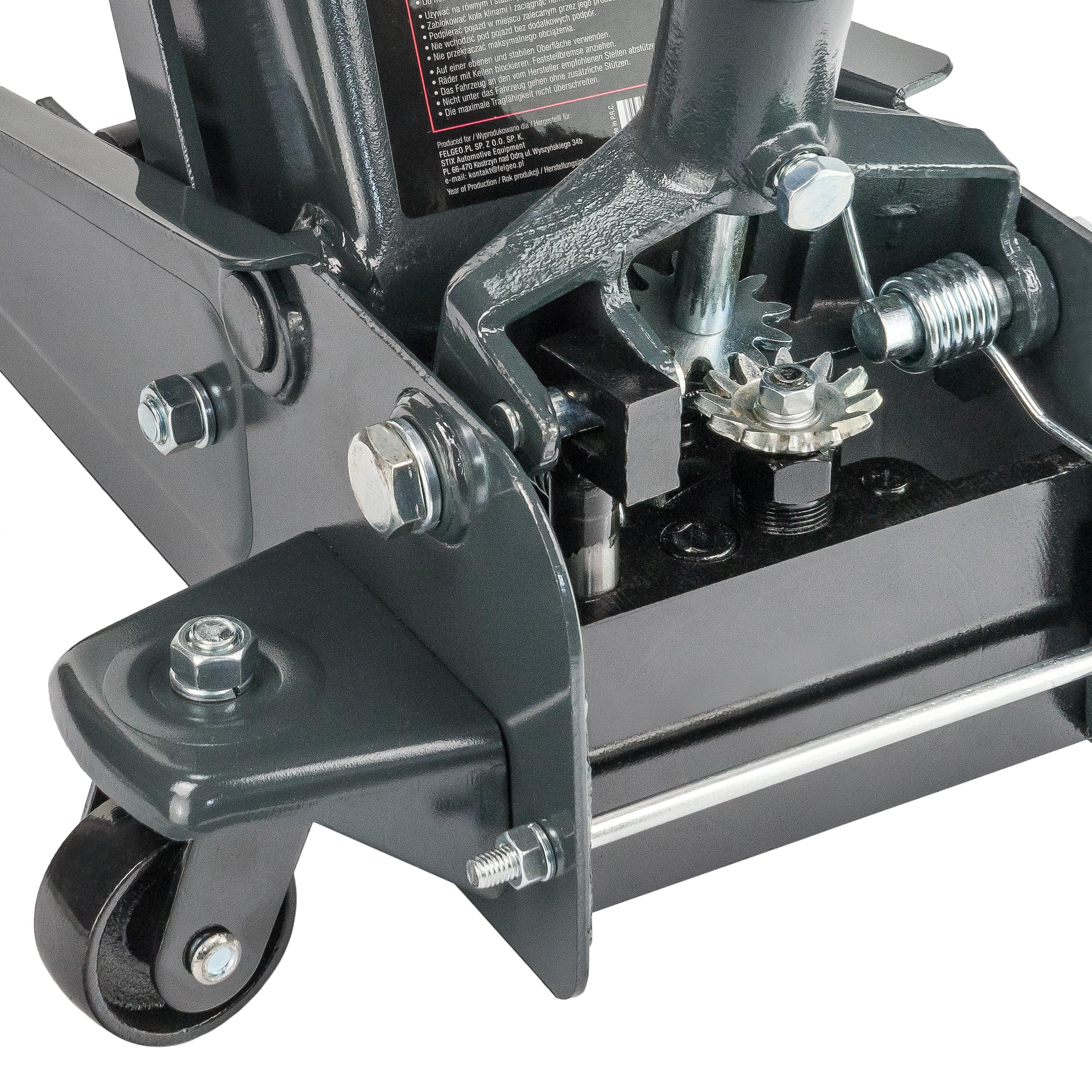STIX HELN-05 Hydraulischer Wagenheber 3T - Robuste Ausführung, Hubbereich 130-480 mm, Teilbarer Hebel 94 cm, Metallräder, Solider Heber für Garage und Werkstatt