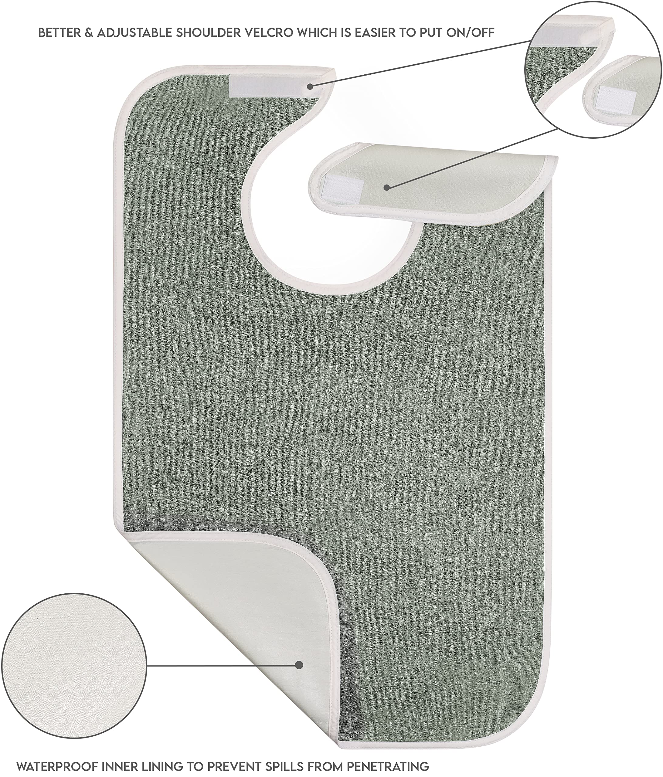 Utopia Towels Bavaglino unisex per adulti di alta qualità, per donne anziane, unisex, bavaglino impermeabile per mangiare, regolabile e lavabile
