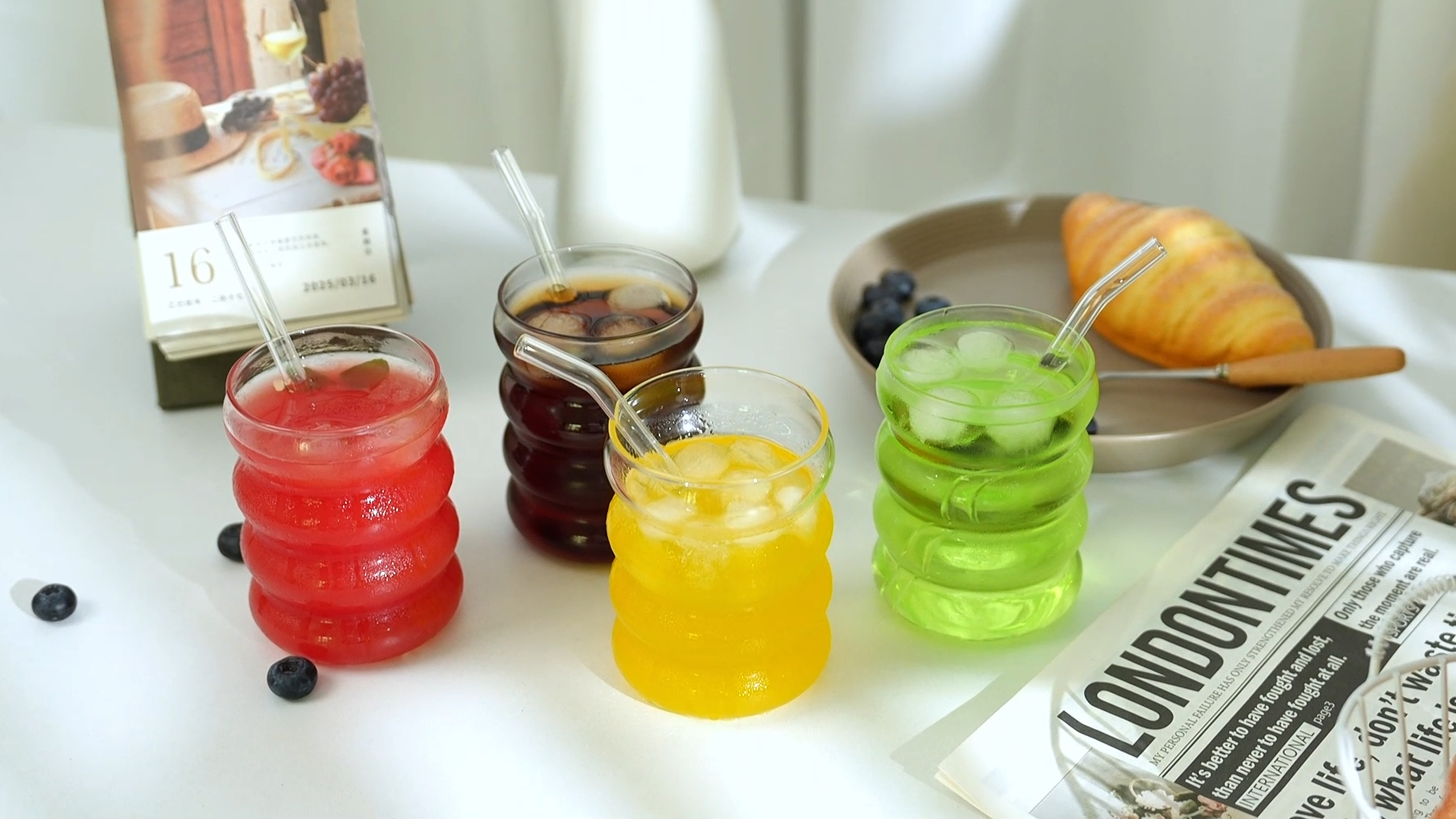 Verres à Cocktail Vintage Twoant - Lot De 2 Verres Soda/gin Tonic 350ml En Verre Borosilicaté - Style Rétro Et Sans Plomb