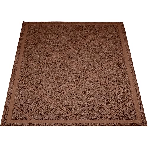 Amazon Basics Less-Mess Cat Litter Box Mat, 24" x 35", Unscented, Brown