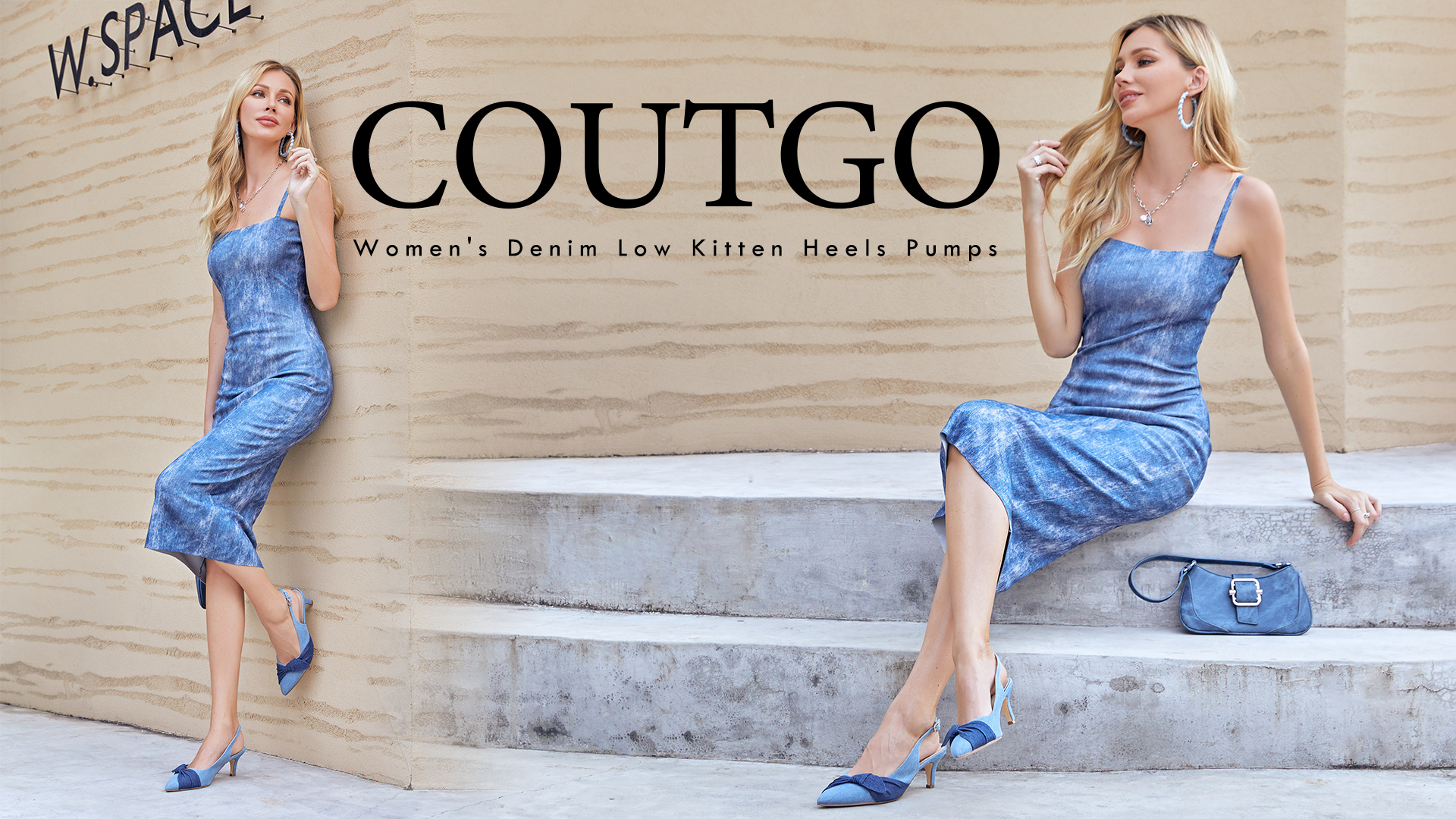 Amazon.com | Coutgo Women's Denim Low Kitten Heels Pumps Closed Pointed Toe  Side Knot Slingbacks Dress Shoes, Jean Blue, Size 5 | Heeled Sandals