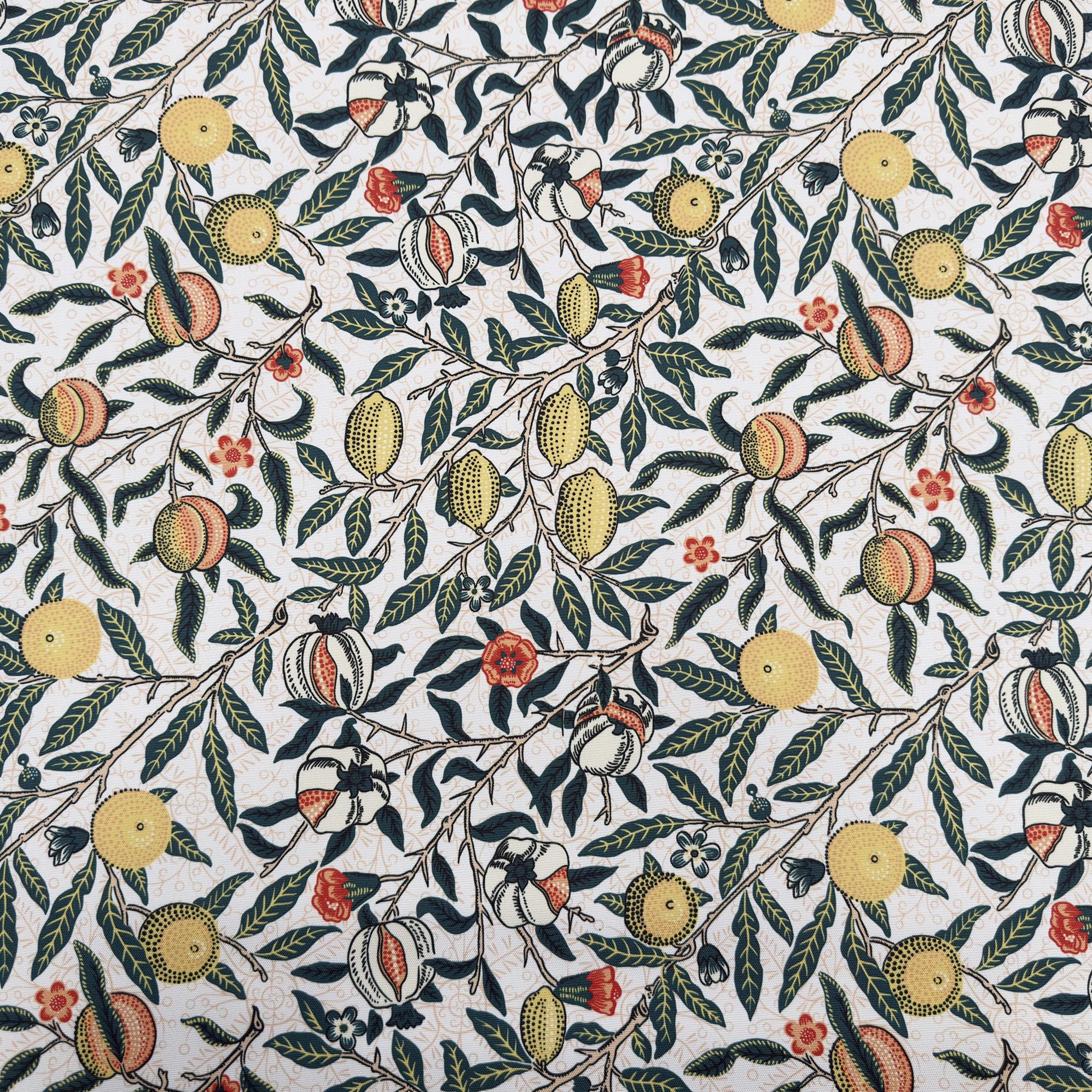 William Morris Fruit Vine Natural Waterproof 500D Canvas Fabric, Heavy Duty PU Coated Outdoor Material for Garden Upholstery, Covers, Bags & DIY, Half a Metre (50cm x 148cm)