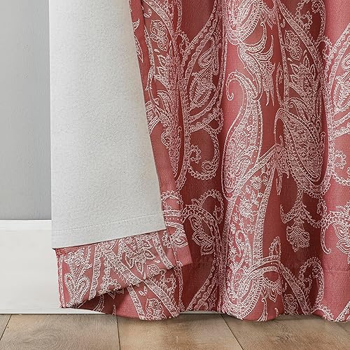 Miniatura 5 de Sun Zero Pedra Paisley - Panel de cortina 100 % opaca con pestaña trasera, 40 x 84 pulgadas, color rojo rústico