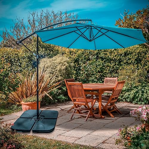 Miniatura 7 de Trademark Innovations Juego de 4 pesos de agua para paraguas voladizo, color negro