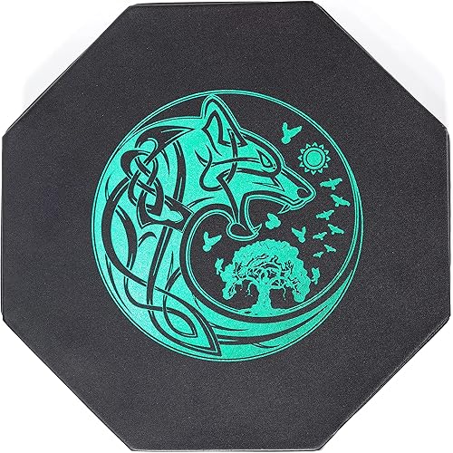 Miniatura 2 de DND Bandeja de dados  Bandeja de dados premium de 8 pulgadas Dungeons and Dragons  Exquisitamente detallado diseño de árbol del mundo verde y lobo