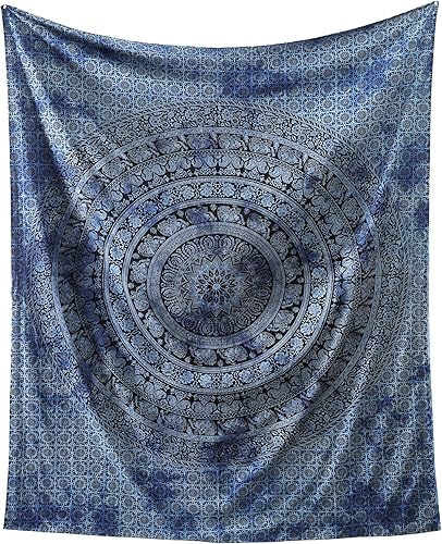 Miniatura 4 de Popular Handicrafts Tapiz de elefante psicodélico con diseño de mandala hippie y teñido anudado para colgar en la pared, meditación india, gitana,