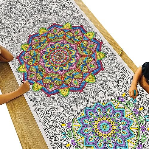 Tiny Expressions - Póster gigante para colorear con mandala, enrollado, sin arrugas, 72 x 30 pulgadas, para niños, adolescentes o adultos  Tamaño de