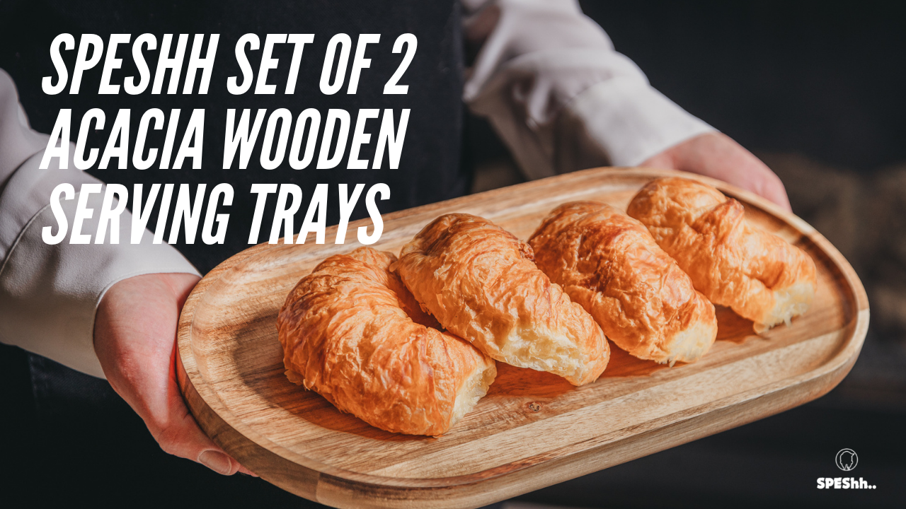 Cabilock 2PCS Oval Wood Tray Acacia Wood Platters Food Fruit Snacks Sushi Appetizer Serving Tray, Charcuterie Cheese Bread Cake Dessert Platters For Coffee Shop Home Low Tea