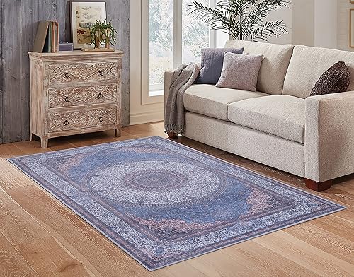 Farah Home Alfombra lavable a máquina para sala de estar, cocina, comedor, baño, alfombra fácil de limpiar para decoración del hogar, 3 x 5 pies