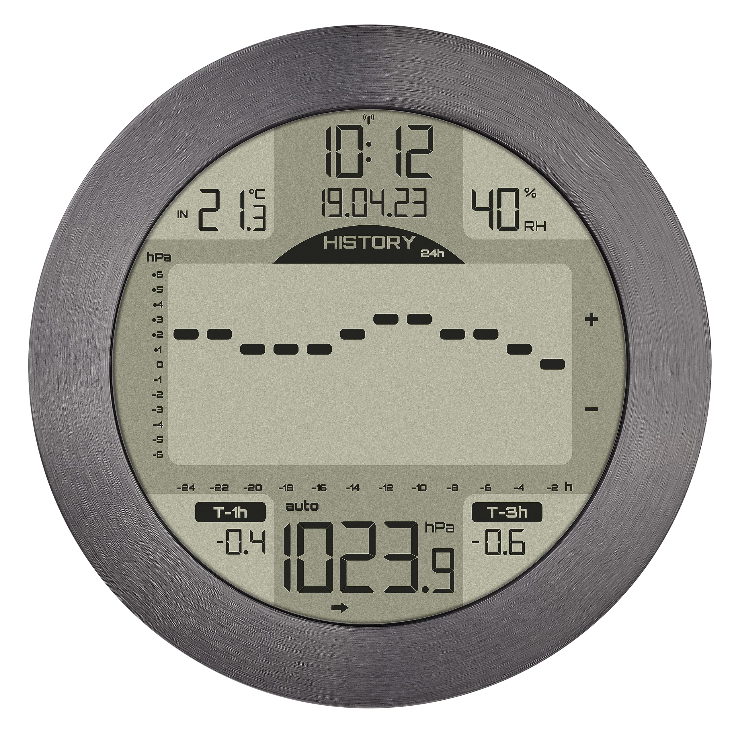 TFA Dostmann Stazione meteorologica Meteomar 35.1124.10, pressione atmosferica, temperatura/umidità, orologio radio, antracite