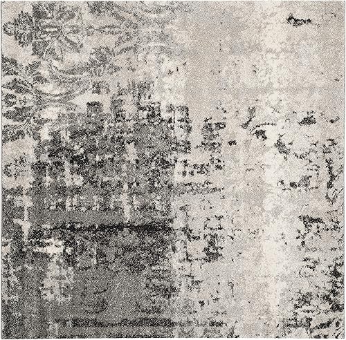 Miniatura 2 de SAFAVIEH Retro Collection RET2139 - Alfombra cuadrada de 6 pies, color gris claro/gris claro, moderno, abstracto, no desprende pelusa, para sala de