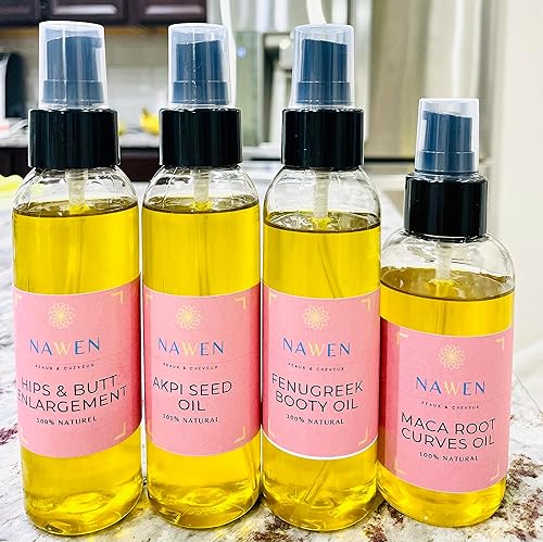 Semilla de Akpi, raíz de maca, aceite de fenogreco para caderas y realce de glúteos, 4 onzas