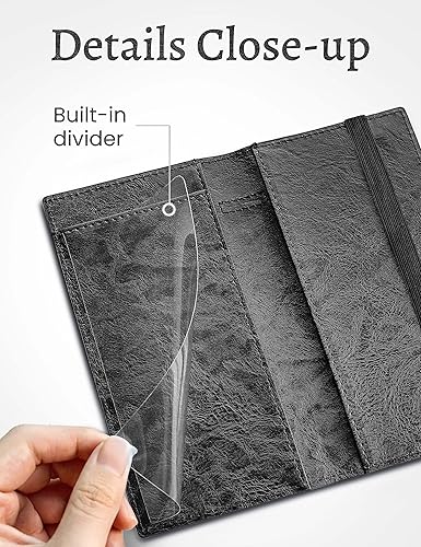 Miniatura 5 de Yarnic Funda para chequera personal, soporte para chequera con soporte para bolígrafo y divisor de plástico transparente integrado para cheques