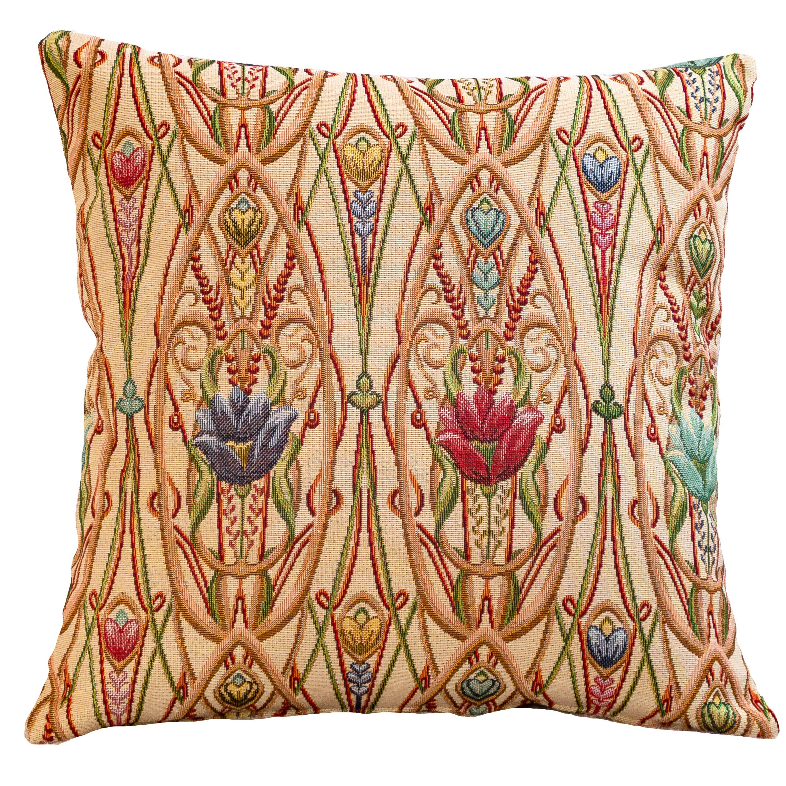 Linen Loft Multi Classic Art Deco Cushion Cover. 17X17 (43Cm) Square Cover. Traditional Mackintosh Style Design. Handmade In The Uk From Tapestry Quality Fabric. (43Cm X 43Cm Cover Only)