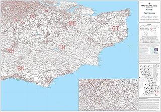 Kent And East Sussex Postcode Sector Wall Map- Postcode Sector Map 5 - Laminated Wall Map With Motorway, A' Roads, B' Roads, City Plans, Area, District, Sectors
