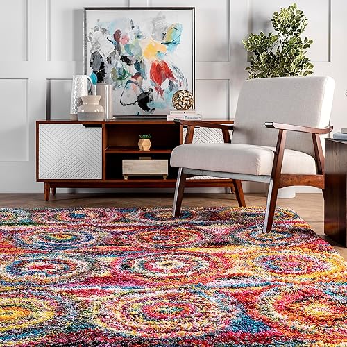 Miniatura 9 de Tapete suave y de felpa con diseño abstracto de círculos geométricos