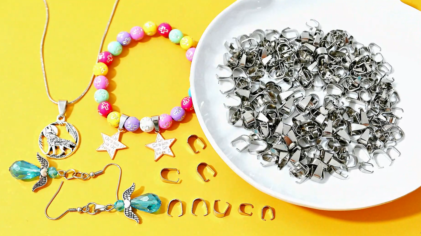 Amazon.com: Silver Pinch Clips Bail Pendant, 300pcs Stainless