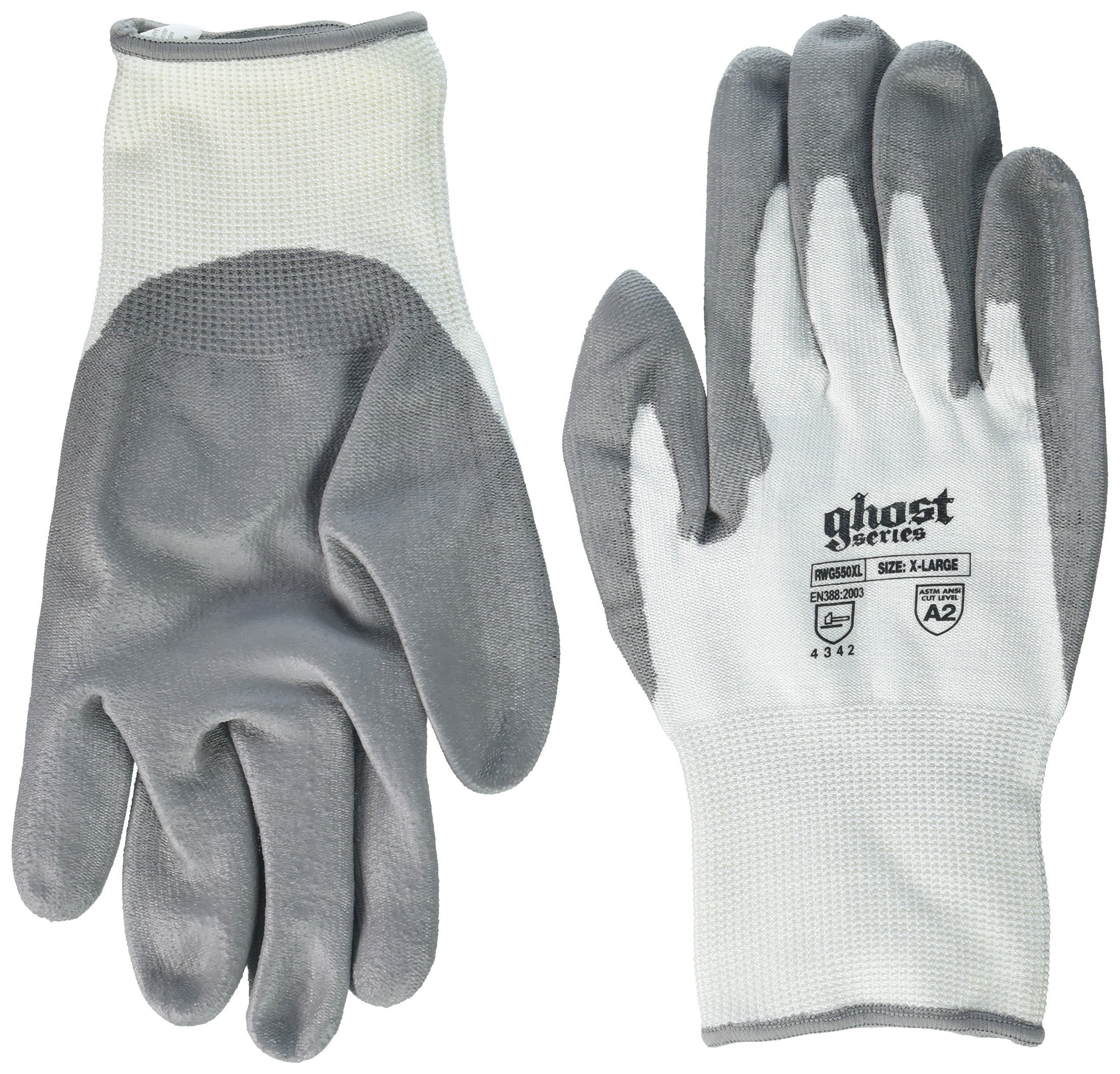 Radians RWG550XL Ghost Series ANSI Cut Rating Level 2 and an EN388 Cut Rating 3 Work Glove (12 per Pack), Extra Large