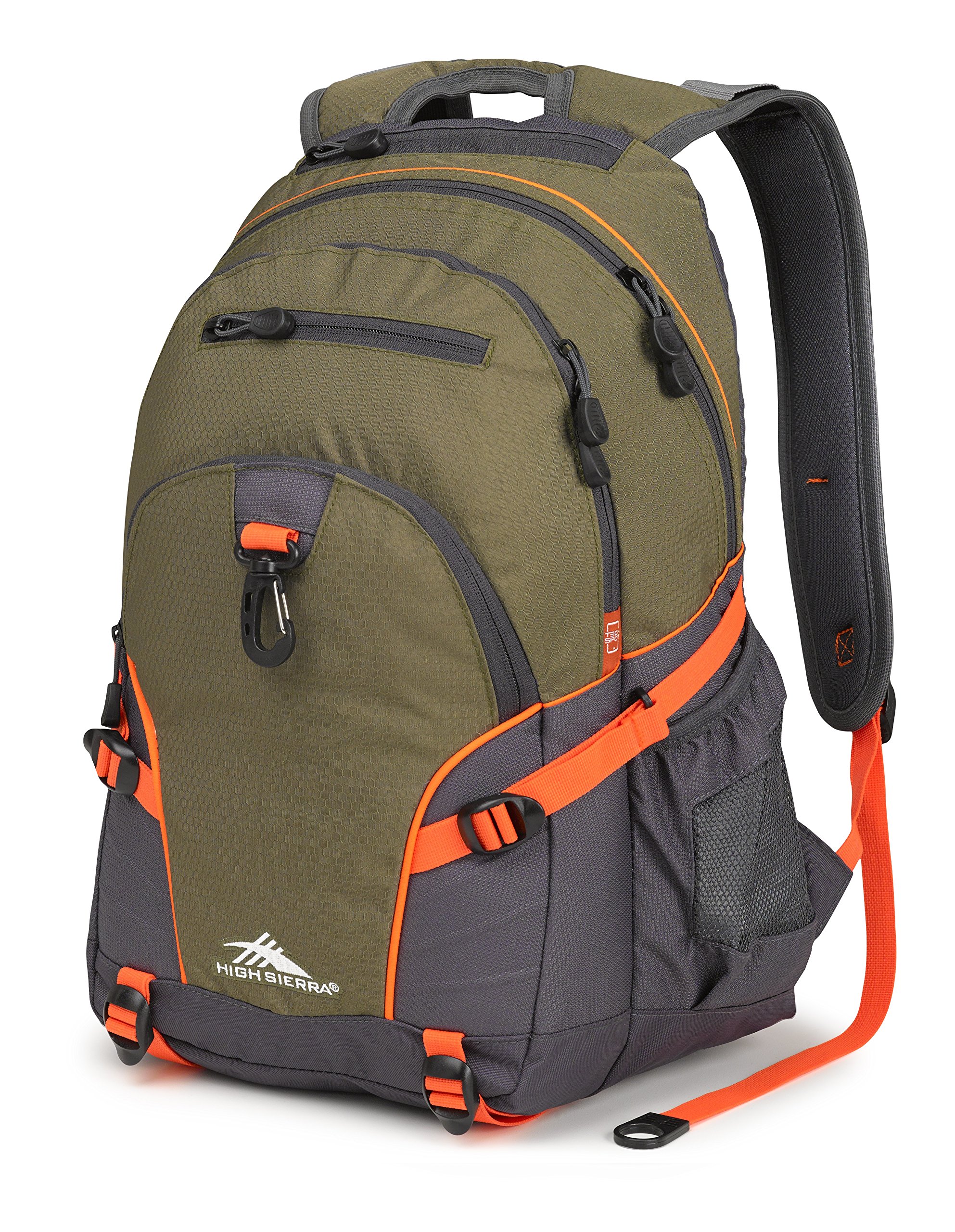 High Sierra Loop Backpack, Moss/Mercury/Electric Orange, One Size