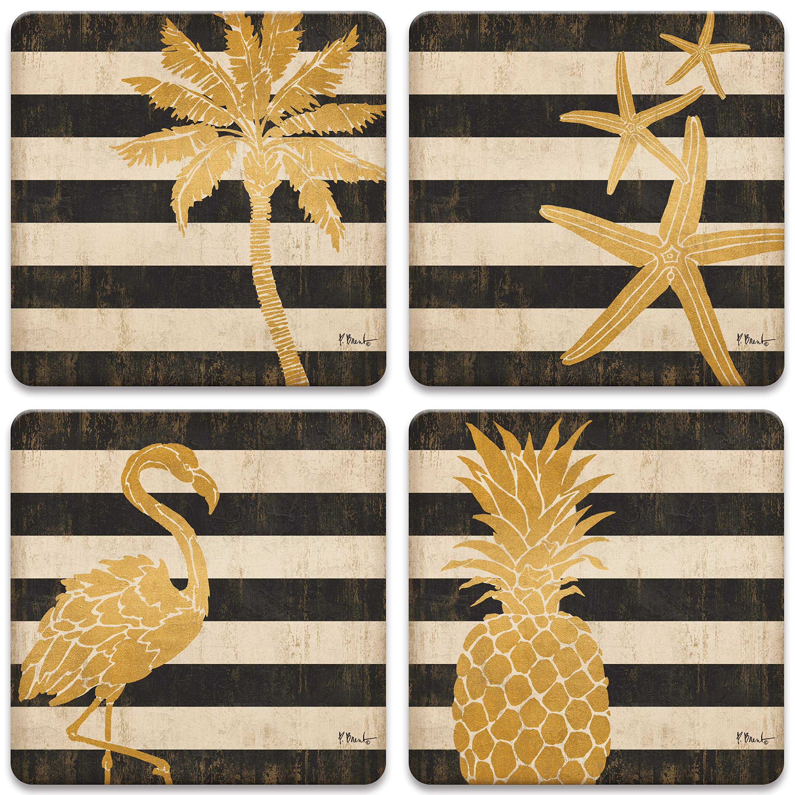 CoasterStone Gold Coast Set of 4 Coasters, One Size, Multicolored