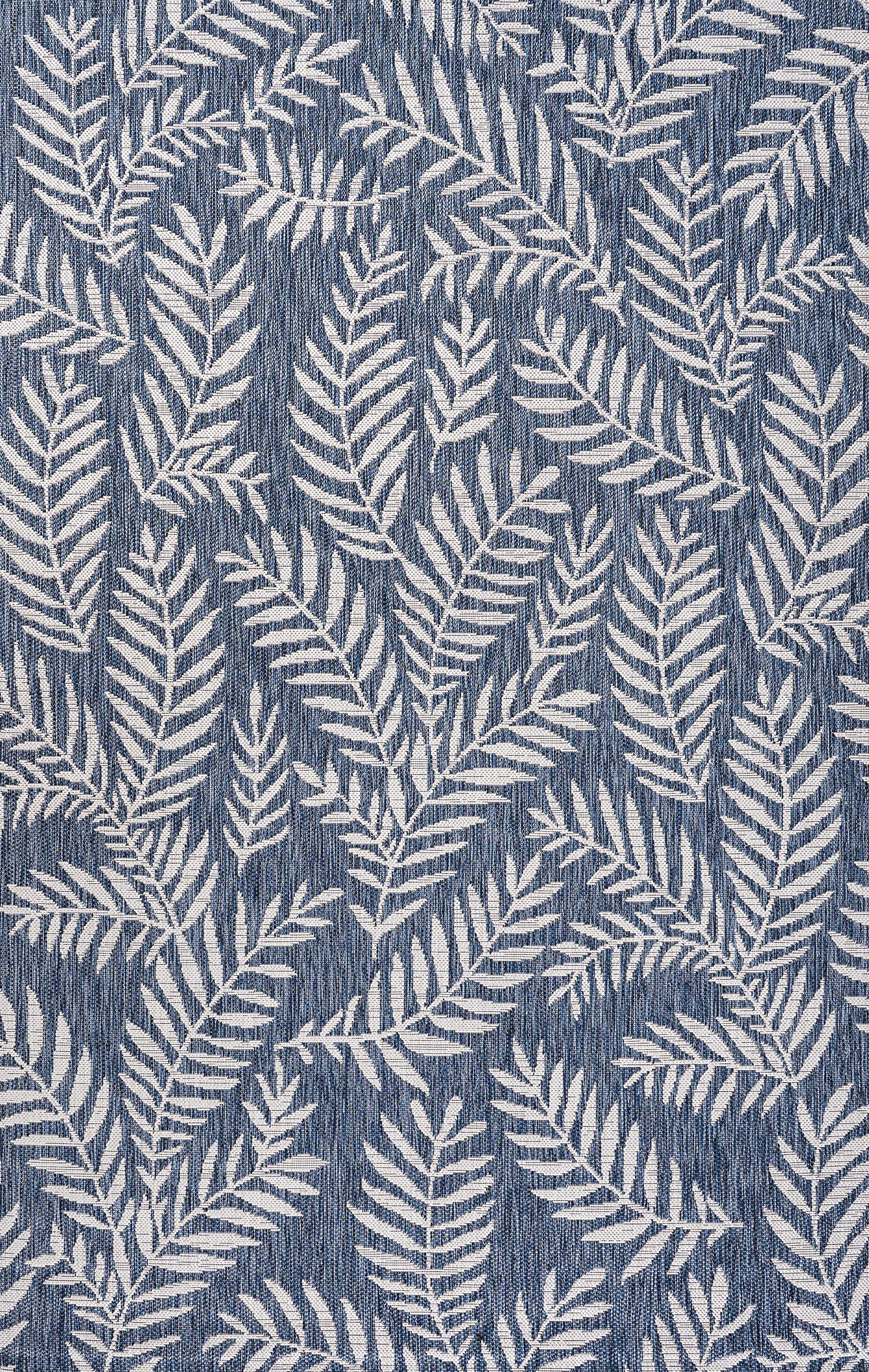 JONATHAN Y SMB119B-9 Nevis Palm Frond Indoor Outdoor Area-Rug Coastal Floral Easy-Cleaning Bedroom Kitchen Backyard Patio Non Shedding, 9 X 12, Navy/Ivory