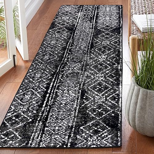 Miniatura 9 de Colección Safavieh Adirondack ADR111A - Tapete bohemio envejecido contemporáneo plateado y negro 26 x 10