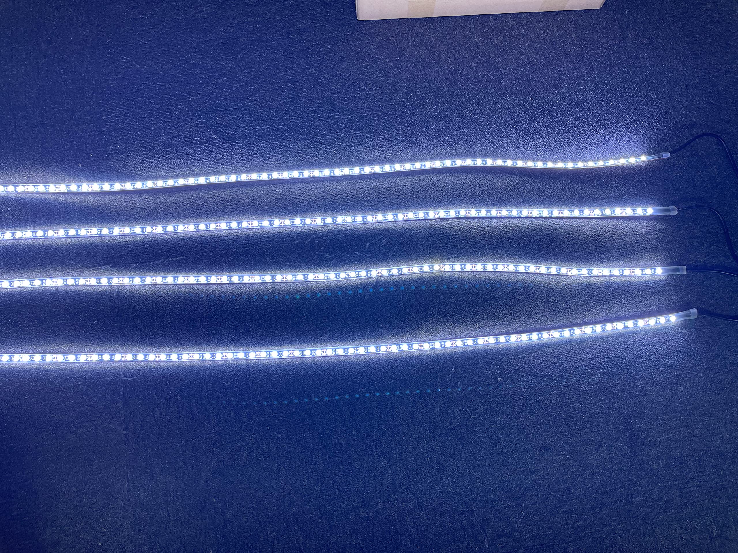 SDO 4PCS 1.4Meters White Single Row LED Light Strips LED Lights with 4Plugs Wire set Switch/Remote Ctrl IP68 for Car Truck Tire Ring Hood Light Grill Light&Making 17.5'' Pure White Rim Lights