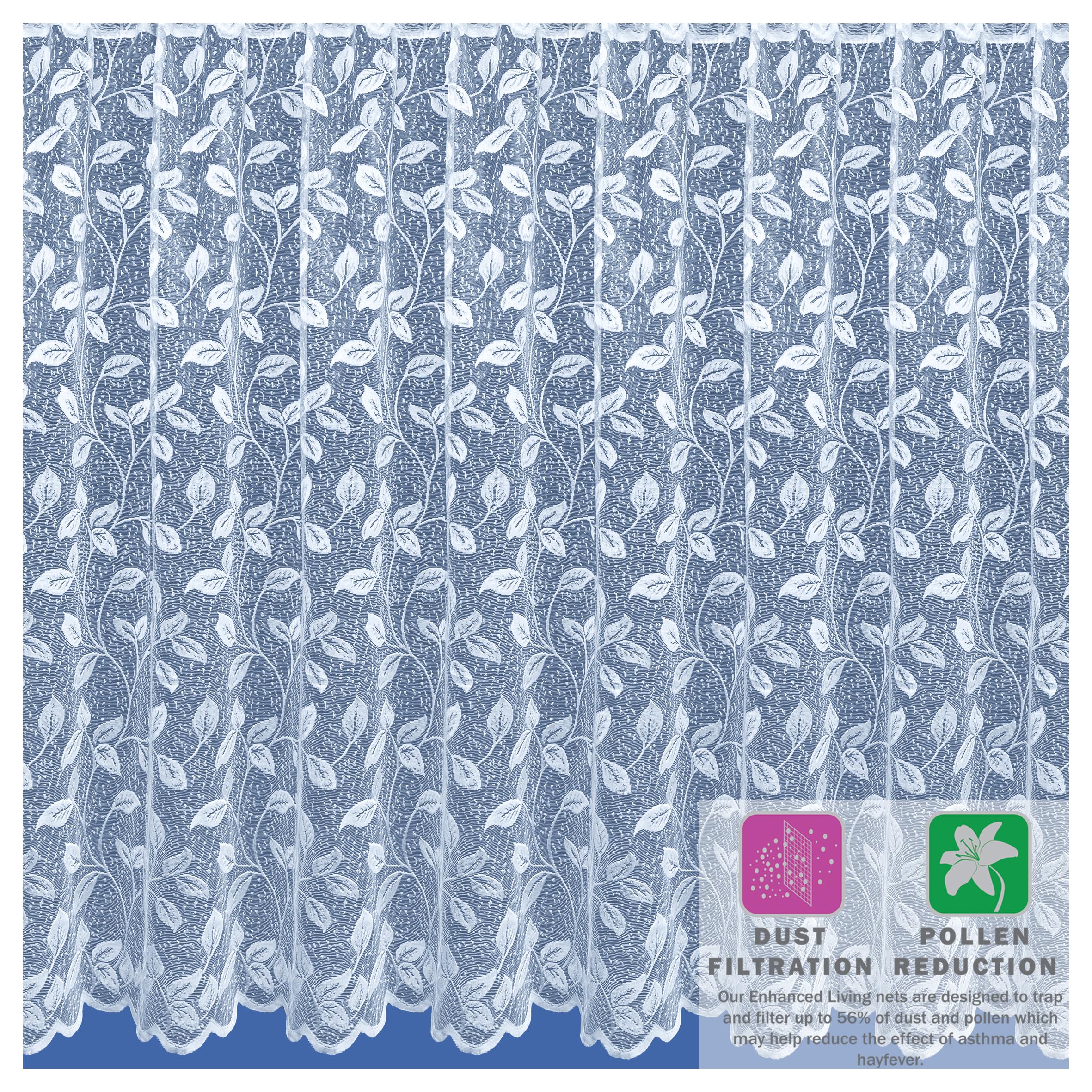 Maple Textiles York White Net Curtain in Luxury Victorian Lace Effect Damask Pattern. Sold by the Metre. Cut vto Width Quantity (72"(183cm) Drop)
